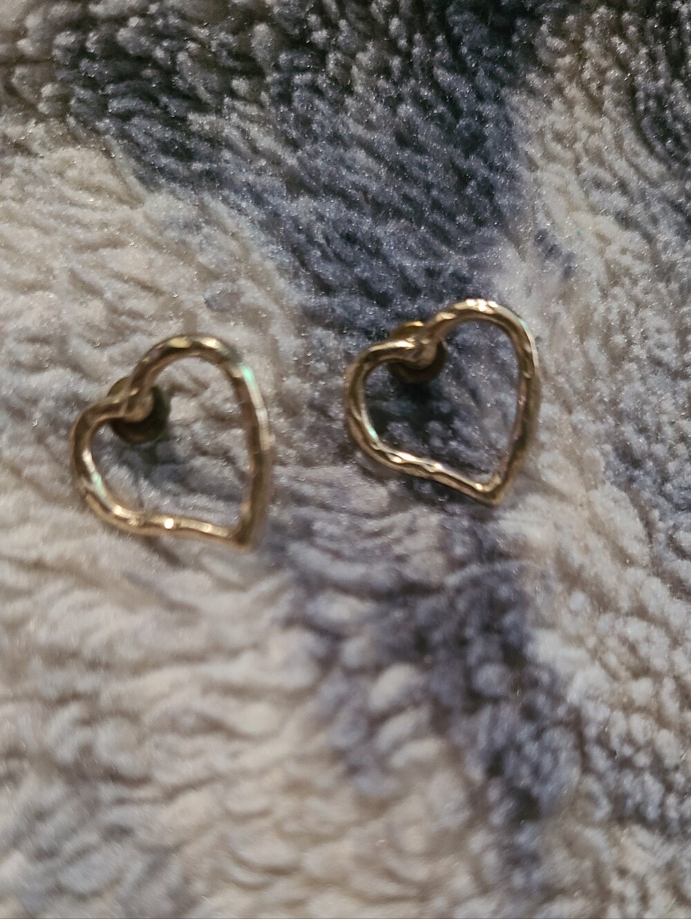 Gold Heart Shaped Earrings Textured Outline